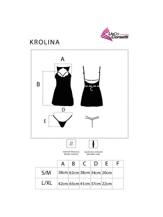 Livco Corsetti Fashion - Krolina Lc 90734 Chemise + Thong Black L/XL