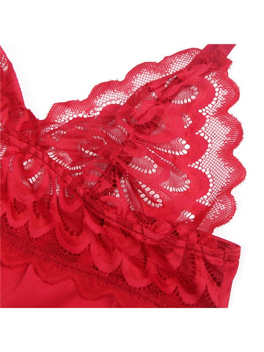 Subblime - Satin Babydoll With Lace Red S/M