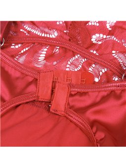 Subblime - Babydoll in Raso Rosso con Dettagli in Pizzo Floreale Taglia S/M