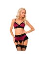 Livco Corsetti Nahir LC 20214 - Completo Intimo in Raso Bordeaux e Pizzo Nero S/M