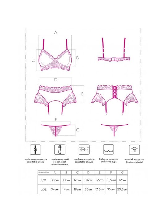 Livco Corsetti Fashion - Nahir Lc 20214 Bra + Panty + Garter Belt S/M