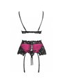 Livco Corsetti Nahir LC 20214 - Completo Intimo in Raso Bordeaux e Pizzo Nero L/XL