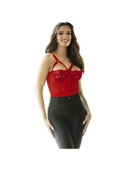 Subblime - Body Sexy Rosso in Pizzo con Reggicalze Incorporato Taglia S/M