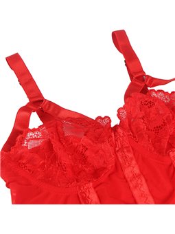 Subblime - Body Sexy Rosso in Pizzo con Reggicalze Incorporato Taglia S/M