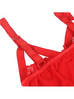 Subblime - Body Sexy Rosso in Pizzo con Reggicalze Incorporato Taglia S/M