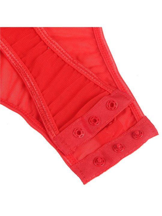 Subblime - Body Sexy Rosso in Pizzo con Reggicalze Incorporato Taglia S/M