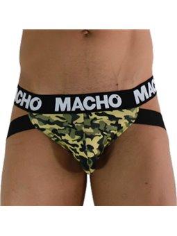 Macho MX28MA - Jockstrap in Lycra con Fantasia Mimetica Verde Taglia M