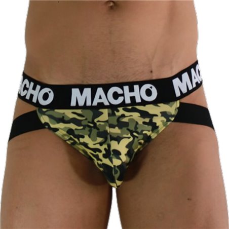 Macho MX28MA - Jockstrap in Lycra con Fantasia Mimetica Verde Taglia M