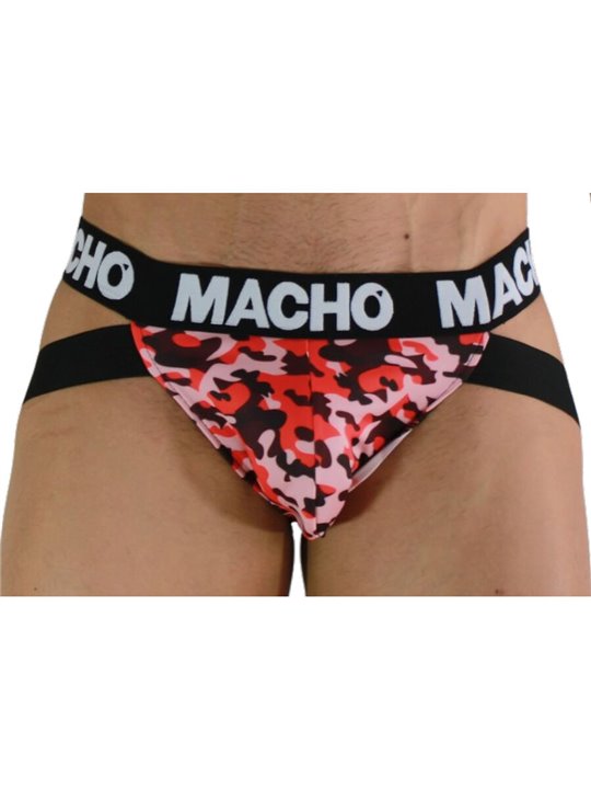 Macho MX28MA - Jockstrap in Lycra con Fantasia Mimetica Rosso Taglia M