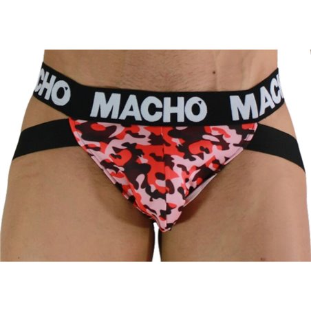 Macho MX28MA - Jockstrap in Lycra con Fantasia Mimetica Rosso Taglia M