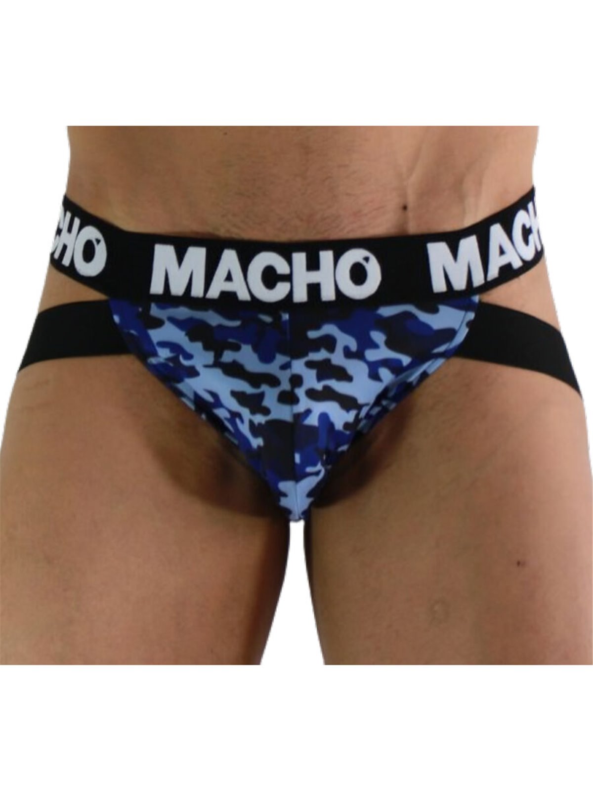Macho MX28MA - Jockstrap in Lycra con Fantasia Mimetica Blu Taglia M