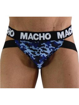 Macho MX28MA - Jockstrap in Lycra con Fantasia Mimetica Blu Taglia XL