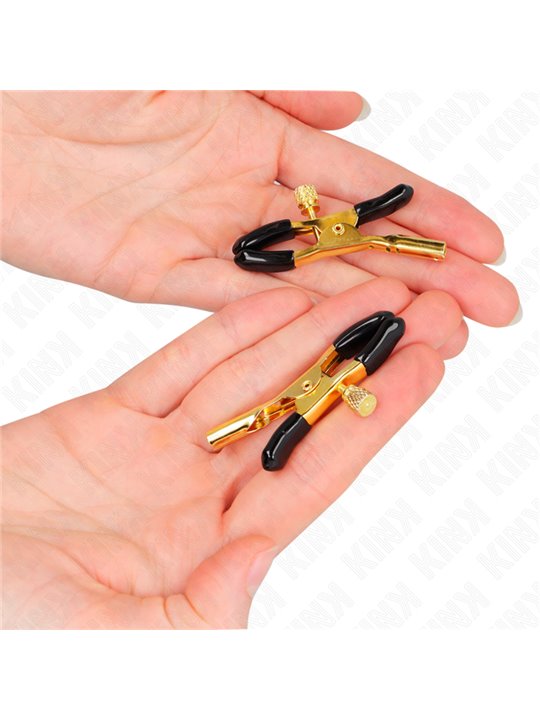 Kink - Morsetti a Vite per Capezzoli Colore Oro 6 Cm