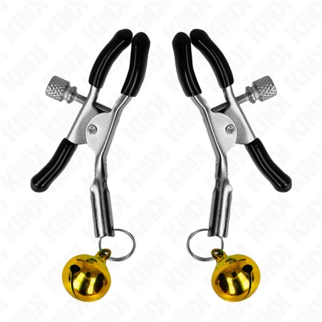 Kink - Morsetti a Vite per Capezzoli con Campana Colore Oro 6 Cm