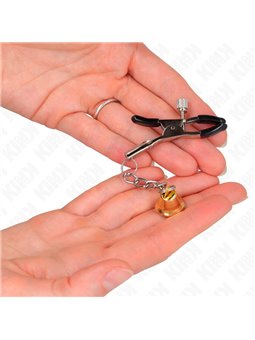 Kink - Morsetti a Vite per Capezzoli con Pendente Campana Colore Oro 6 Cm