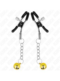 Kink - Morsetti a Vite per Capezzoli con Pendente Jingle Bell Colore Oro 6 Cm