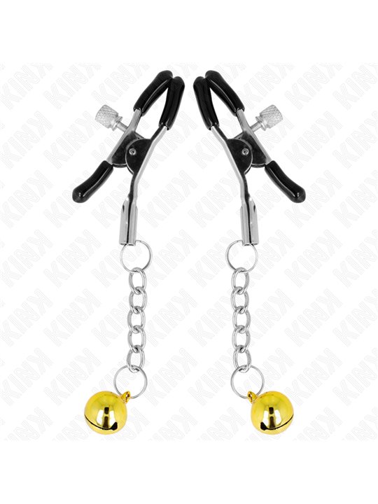 Kink - Gold Jingle Bell Pendant Nipple Clamps 6 Cm