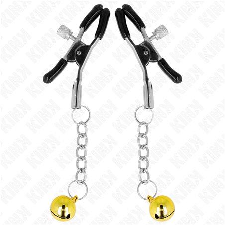 Kink - Gold Jingle Bell Pendant Nipple Clamps 6 Cm