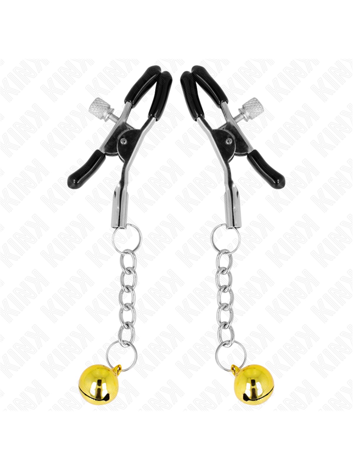 Kink - Gold Jingle Bell Pendant Nipple Clamps 6 Cm