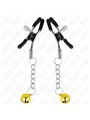 Kink - Morsetti a Vite per Capezzoli con Pendente Jingle Bell Colore Oro 6 Cm