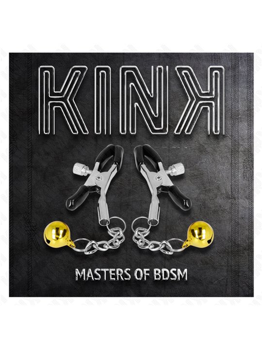 Kink - Morsetti a Vite per Capezzoli con Pendente Jingle Bell Colore Oro 6 Cm