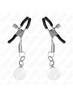 Kink - Glass Bead Nipple Clamps Silver 6 Cm