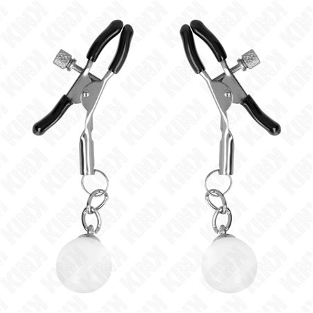 Kink - Glass Bead Nipple Clamps Silver 6 Cm