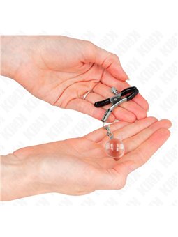 Kink - Morsetti a Vite per Capezzoli Colore Argento con Perline di Vetro 6 Cm