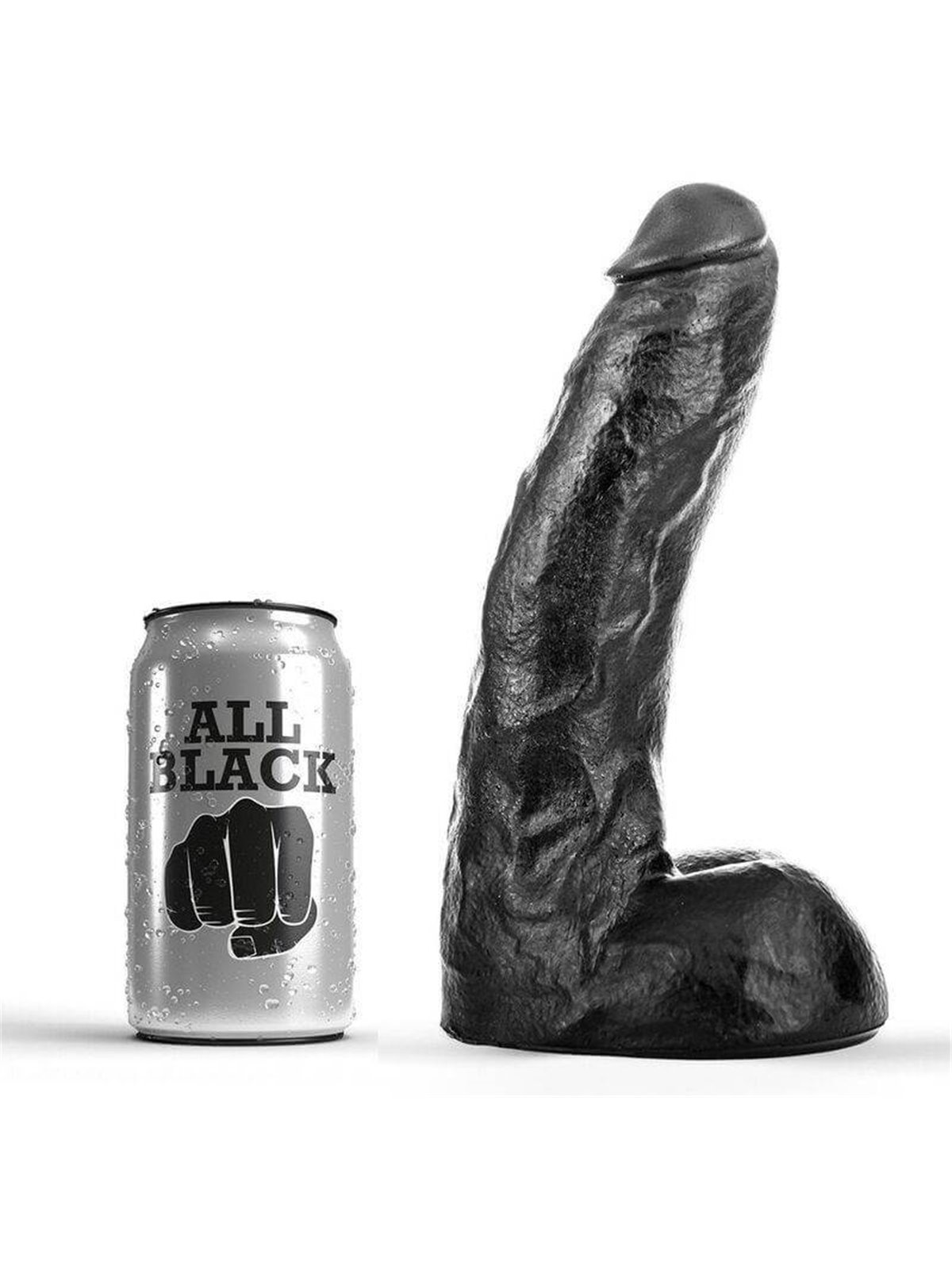 All Black - Pene Realistico in Silicone con Testicoli e Ventosa 22 CM