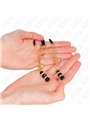 Kink - Gold Thin Nipple Clamps With 3 Black Glass Beads 7 Cm