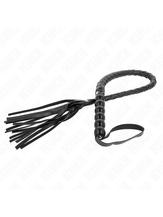 Kink - Frusta a Serpente Nera con Manico di Perline 80 Cm