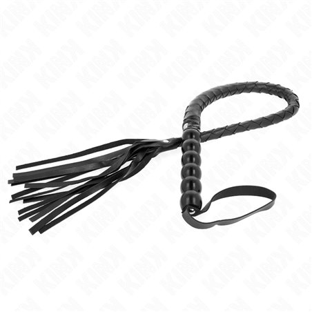 Kink - Frusta a Serpente Nera con Manico di Perline 80 Cm