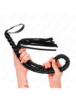 Kink - Frusta a Serpente Nera con Manico di Perline 80 Cm