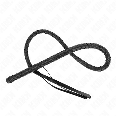 Kink - Frusta a Serpente Nera con Manico di Perline 110 Cm