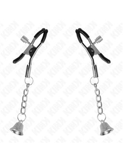 Kink - Morsetti a Vite per Capezzoli con Pendente Campana Argento 6 Cm