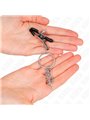 Kink - Morsetti a Vite per Capezzoli con O-Ring e Catenella Argento 6 Cm