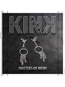 Kink - Morsetti a Vite per Capezzoli con O-Ring e Catenella Argento 6 Cm