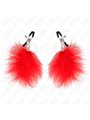Kink - Morsetti a Vite per Capezzoli con Piume Rosse 7 Cm