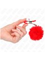 Kink - Morsetti a Vite per Capezzoli con Pon Pon Rossi 6 Cm