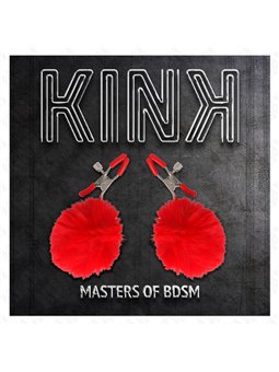 Kink - Morsetti a Vite per Capezzoli con Pon Pon Rossi 6 Cm