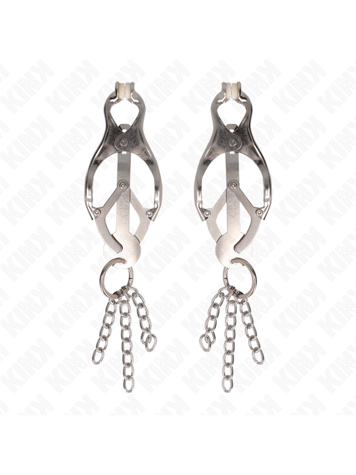 Kink - Japanese Clover Nipple Clamps With Little Chains Silver