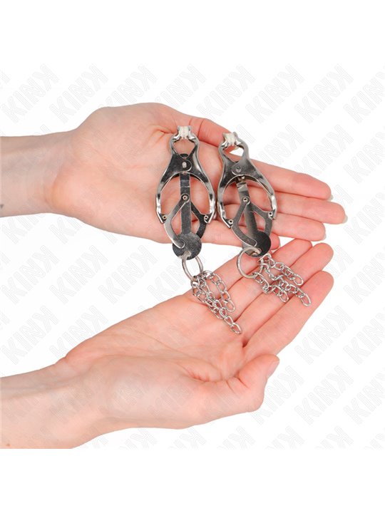 Kink - Japanese Clover Nipple Clamps With Little Chains Silver