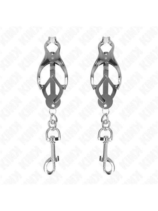 Kink - Japanese Clover Nipple Clamps With Hooks Silver