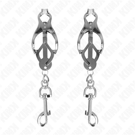 Kink - Japanese Clover Nipple Clamps With Hooks Silver