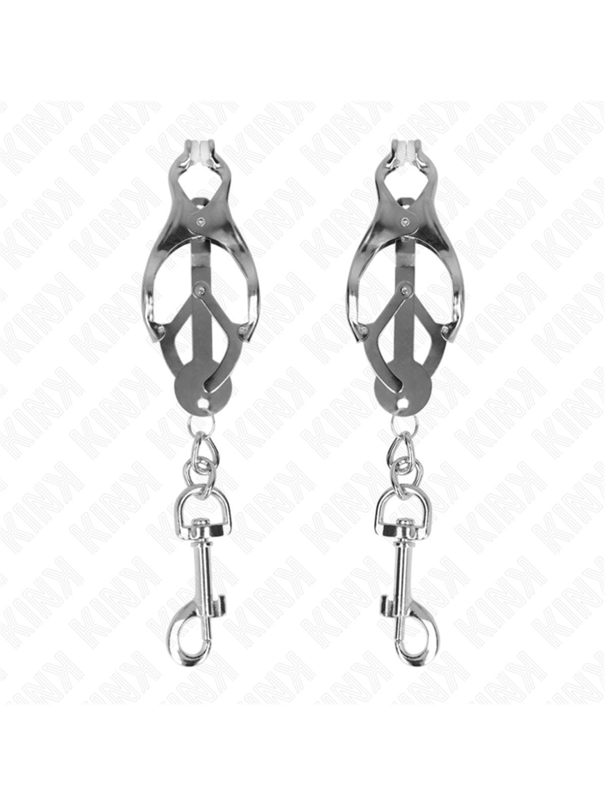 Kink - Japanese Clover Nipple Clamps With Hooks Silver