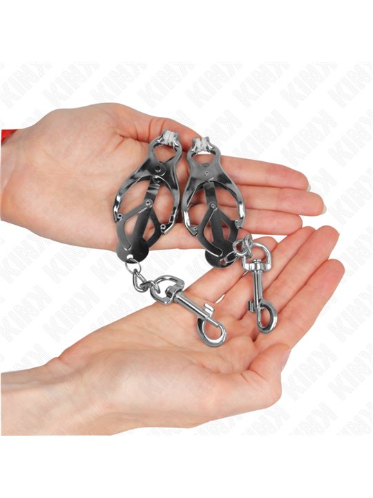 Kink - Japanese Clover Nipple Clamps With Hooks Silver