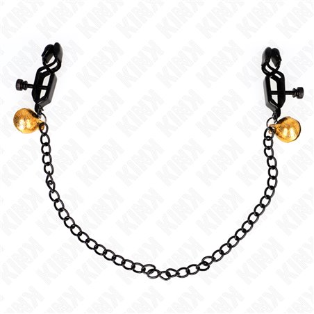 Kink - Morsetti a Vite per Capezzoli Stile Bell Jaw con Catena Piatta 30 Cm