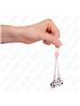 Kink - Pendenti per Capezzoli con Teschio Rosa Fluo e Campanellini Argento