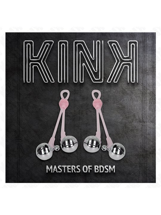 Kink - Pendenti per Capezzoli con Teschio Rosa Fluo e Campanellini Argento