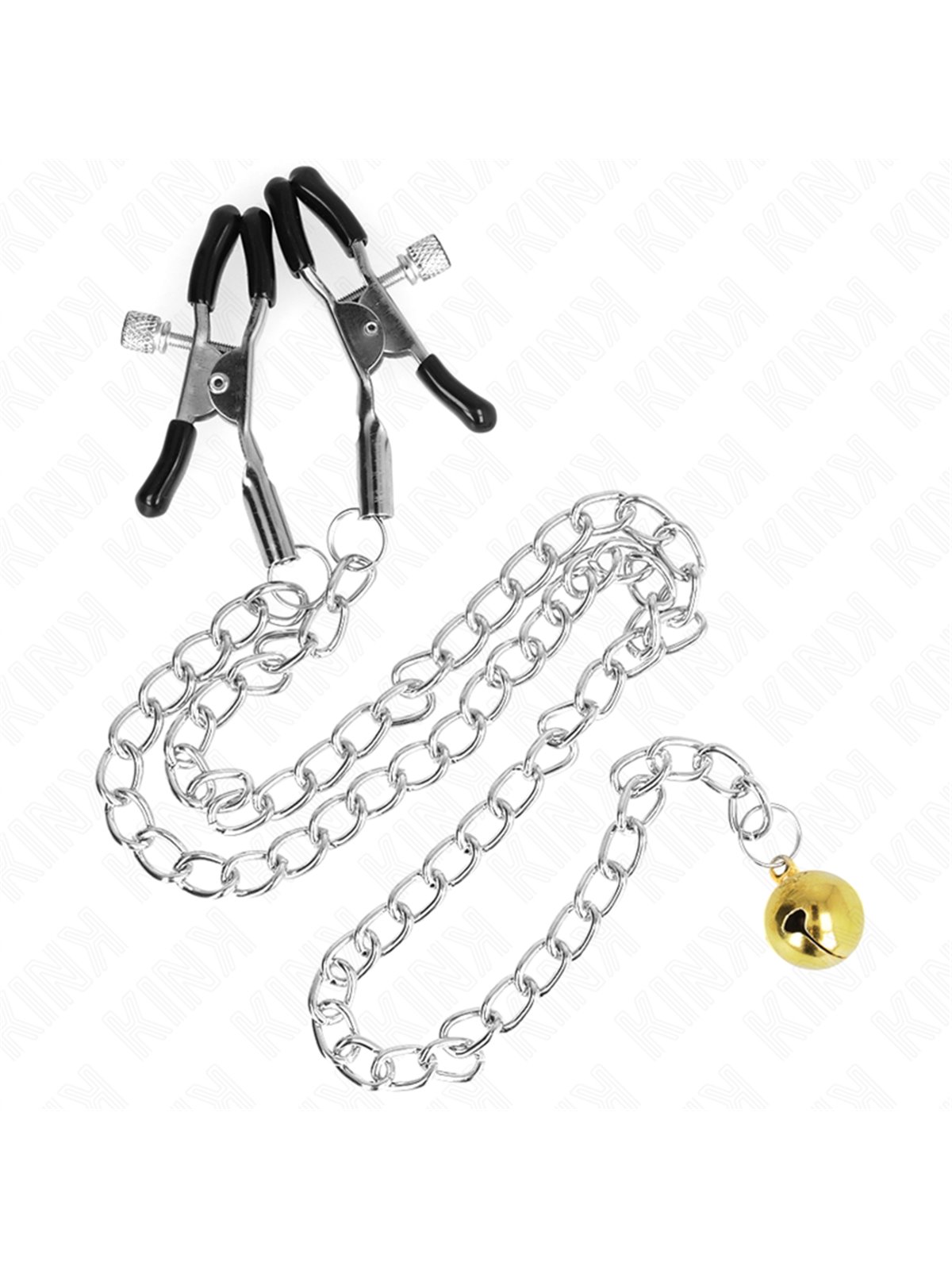 Kink - Morsetti a Vite per Capezzoli con Catena Piatta e Campana 30 Cm